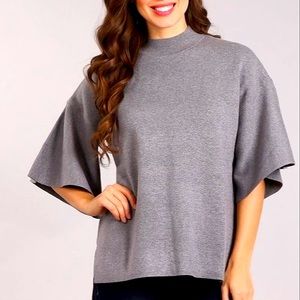 BLVD Solid knit sweater with 3/4 bell sleeves small
